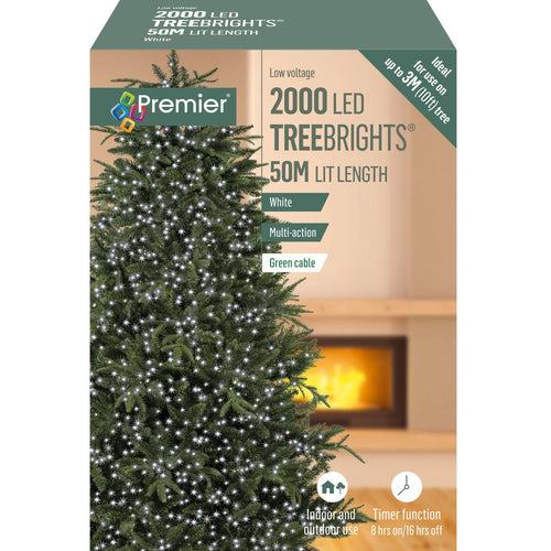 Premier - 2000 LED M/Action Treebrights with Timer - White