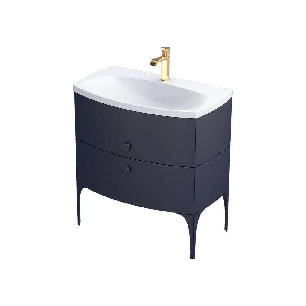 Armavit - 82cm 2 Drawer Vanity Unit - Matt Blue - (Exc Basin)