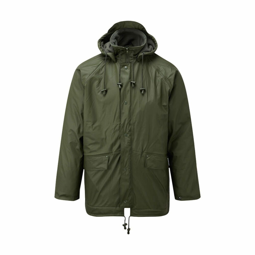 Fort Flex PU Fleece-Lined Waterproof Jacket Olive Green - L