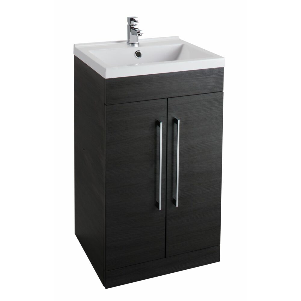 2 Door Vanity Unit & Washbasin Matt Black - 60cm