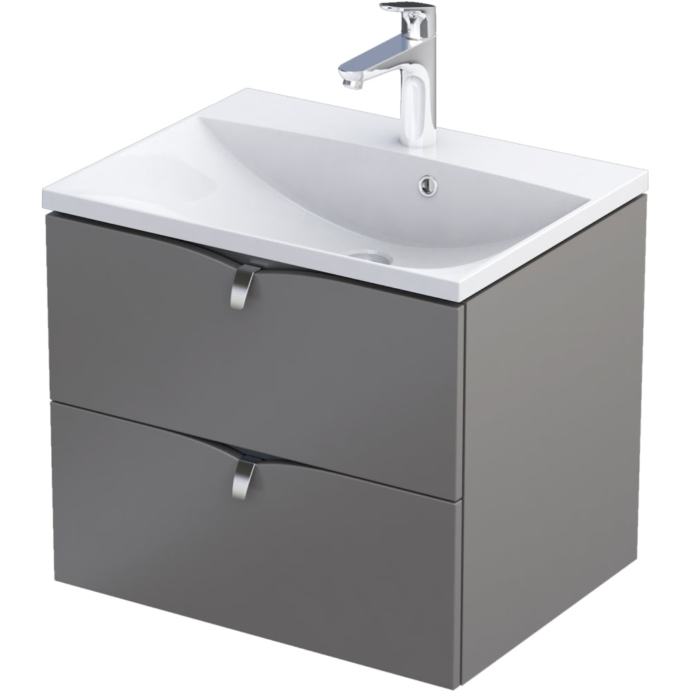 Serra 60cm 2 Drawer Vanity Unit - Warm Grey