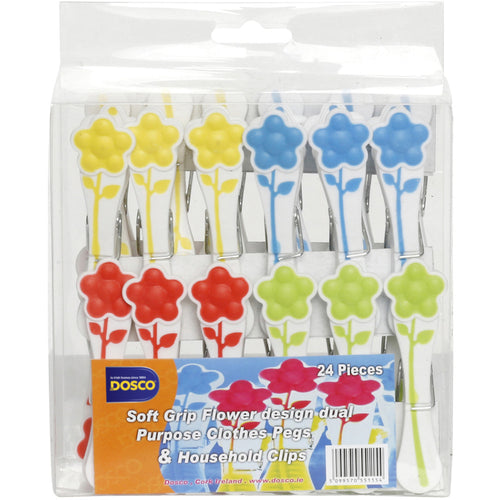 Dosco - Soft grip Flower Design Multipurpose Household Pegs