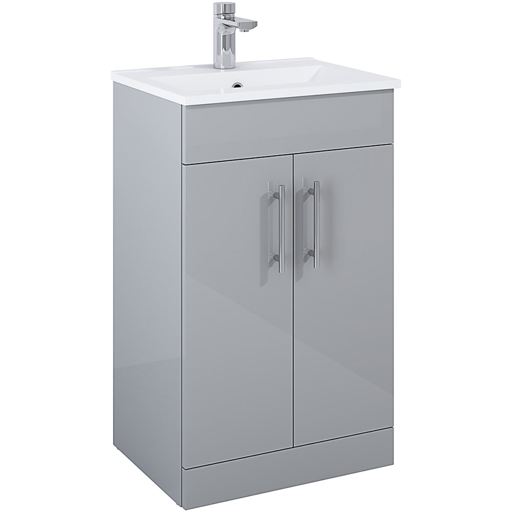 Floor Standing Vanity Unit & Washbasin Light Grey - 50cm