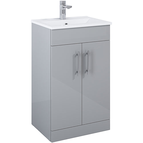 Floor Standing Vanity Unit & Washbasin Light Grey - 50cm