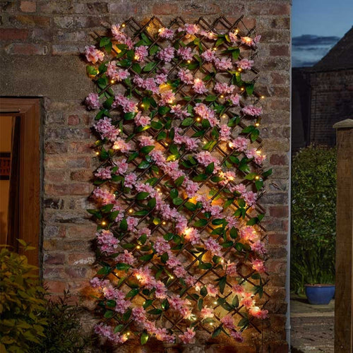 Faux Decor - Solar In-Lit Pink Blossom 180 x 60cm Trellis