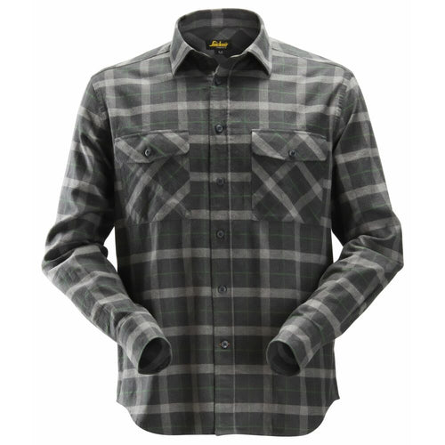 Snickers - AllroundWork, Flannel Checked  Long Sleeve Shirt - Anthracite Melange \\Light Grey Melange