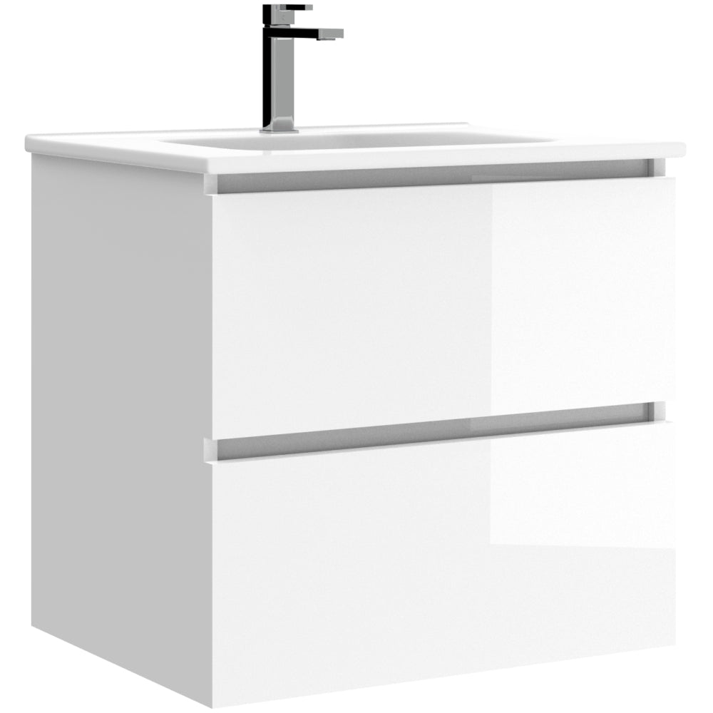 Archie 2 Drawer Wall Hung Unit and Basin - White - 60cm 