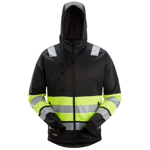 Snickers - High-Vis, Class 1  Full Zip Hoodie - Black\\High Vis Yellow
