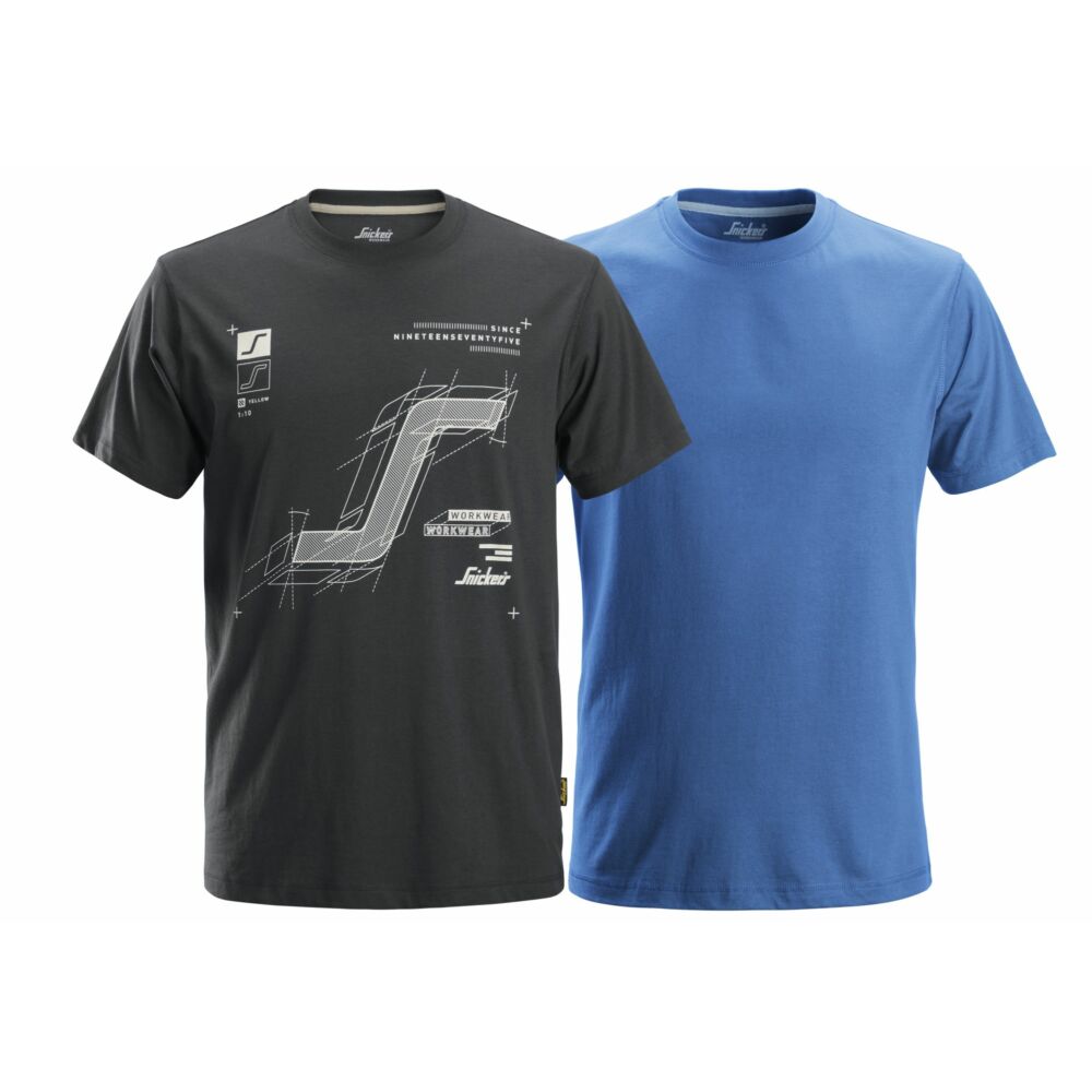 Snickers - T-Shirt with Artwork Print, 2-pack - Steel Grey\\Tr