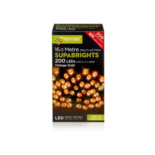 Premier Decorations - 200 LED Multi-Action Supabrights - Golden Glow