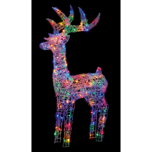 LED Multi-Action Soft Acrylic Reindeer Multi-Coloured - 1.15m