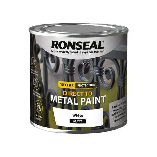 Ronseal Direct to Metal Paint White Matt 250ml