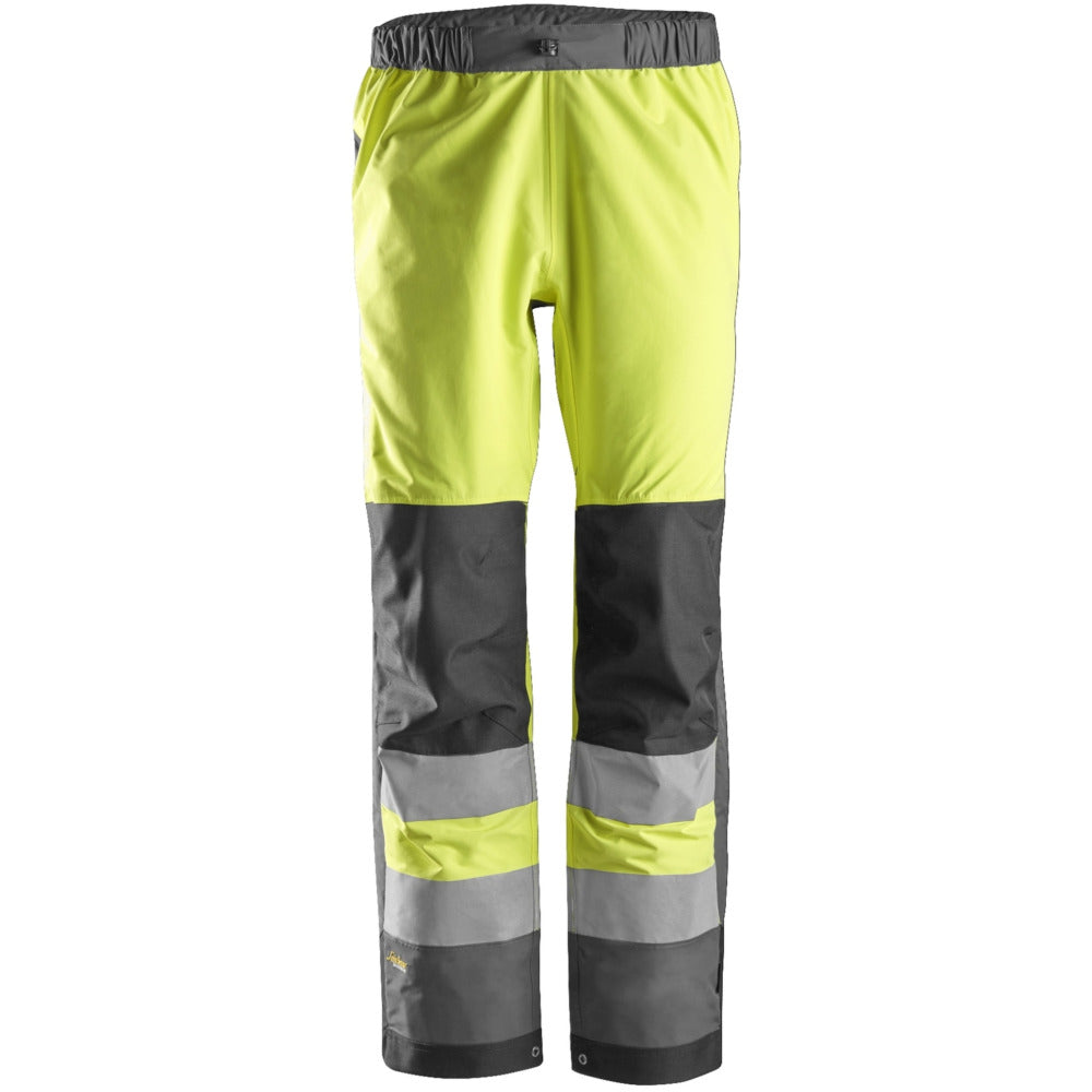Snickers - AllroundWork, High-Vis Waterproof Shell Trousers Class 2 - High vis yellow\\Steel grey