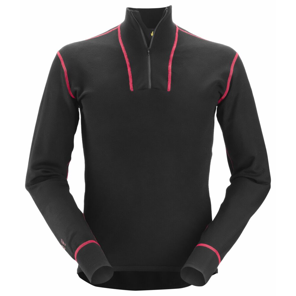 Snickers - ProtecWork, Half Zip Wool Long Sleeve Shirt - Black