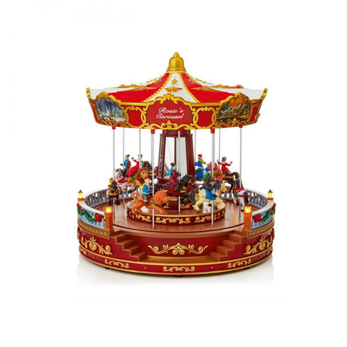 Solo Concepts Ltd - LED Animated Musical Carousel with Horses - 35cm - Multi-Coloured