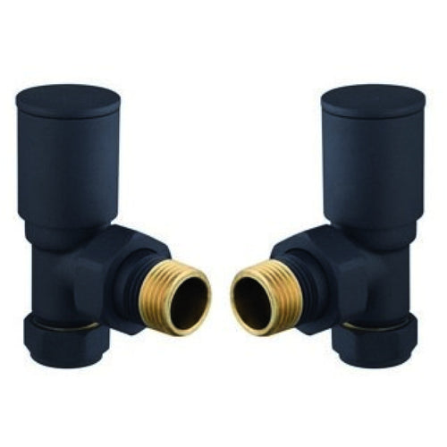 Black Modern Angle Towel Rail Valves