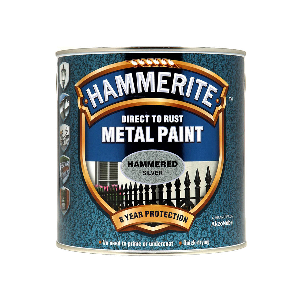 Hammerite Metal Paint Hammered Silver 2.5L