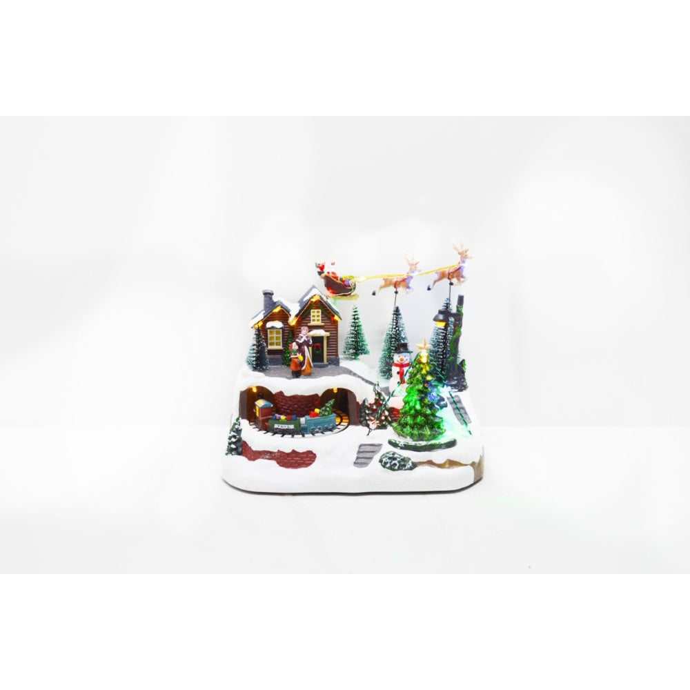 Jingles LED Santa and Reindeer Christmas Scene - 23.5cm