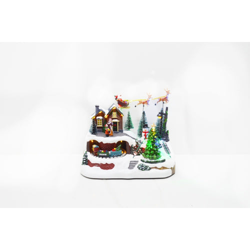 Jingles LED Santa and Reindeer Christmas Scene - 23.5cm