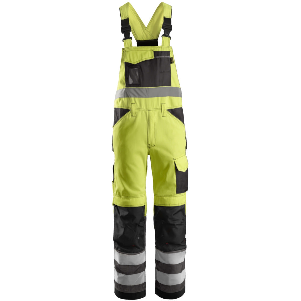 Snickers - High-Vis Bib & Brace Trousers Class 2 - High vis yellow\\Muted black