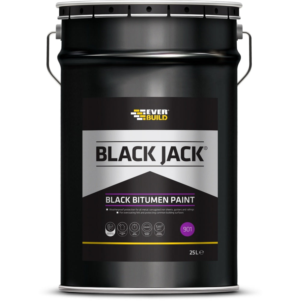 Everbuild Black Jack 901 Black Bitumen Paint - 25l