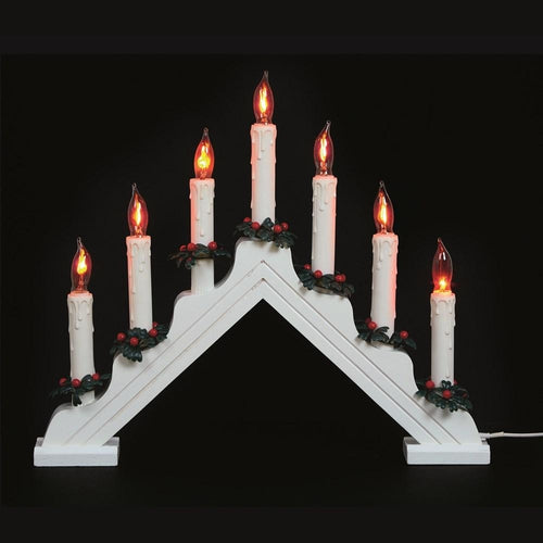 Premier Decorations - 7 Light Flickering Candlebridge - White