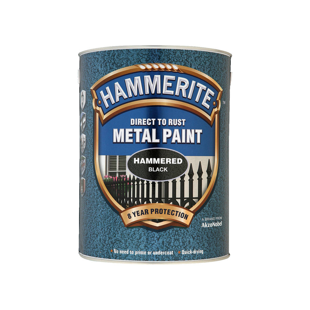 Hammerite Metal Paint Hammered Black 5L