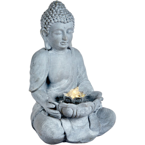 LED Buddha Water Feature - Stone - 45cm