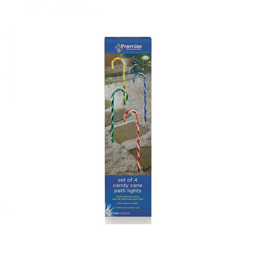 Premier Decorations - Candy Cane Path Lights Multi-Coloured - Set of 4