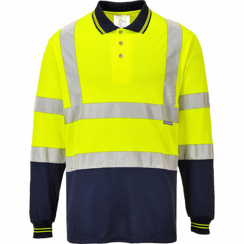 Portwest  - Two-Tone Long Sleeved Polo - Yellow/Navy