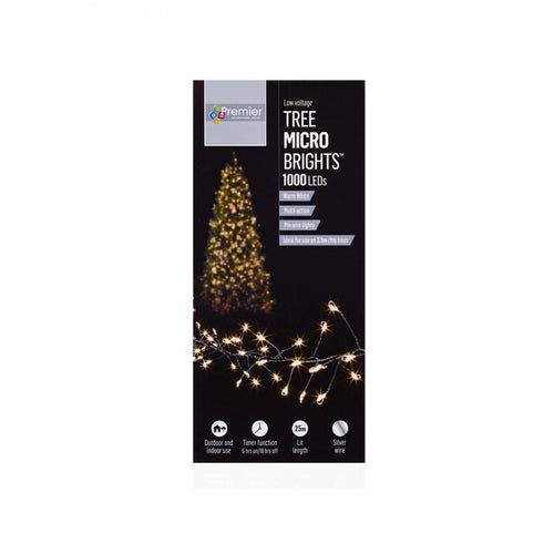 Premier Decorations - 1000 LED Multi Action Low Voltage Tree Microbrights with Timer - Warm White