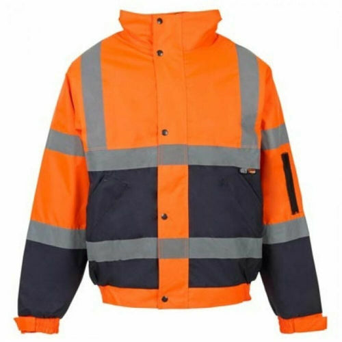 Hi-Vis Reflective 2-Tone Bomber Jacket Orange/Navy - 4XL