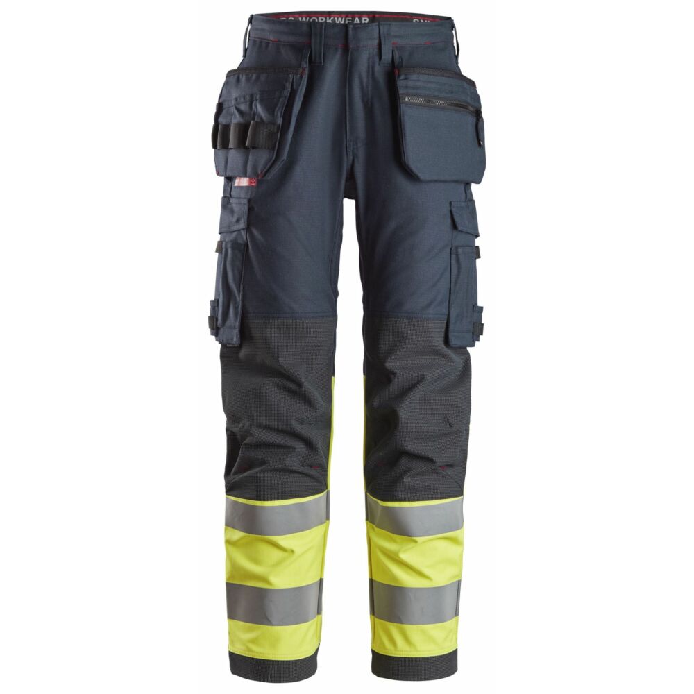 Snickers - ProtecWork, Work Trousers Holster Pockets High-Vis Class 1 - Navy/High Visibilty Yellow