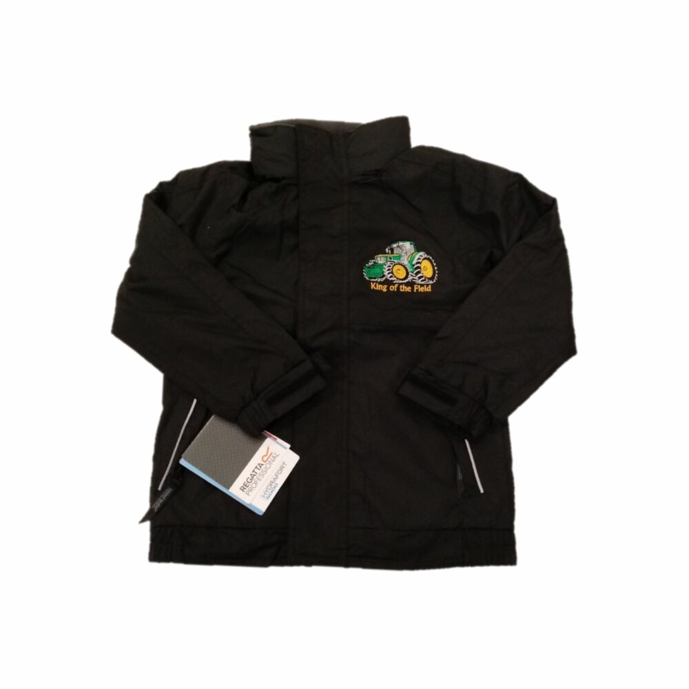 Regatta Dover Kids Jacket with King of the Field Logo Black/Green - 36\ Chest