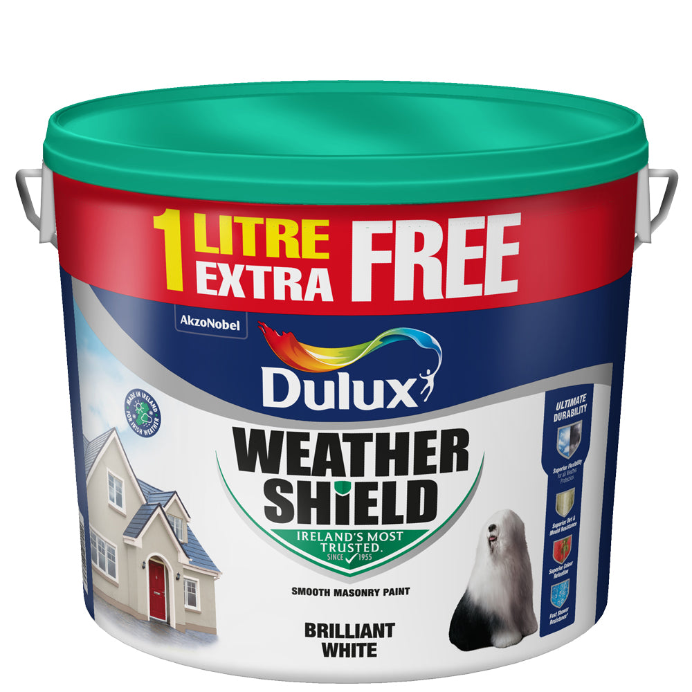 Dulux Weathershield Smooth Masonry Brilliant White - 10 +1ltr