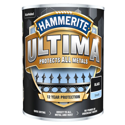 Hammerite Ultima Smooth Metal Black paint – 750ml
