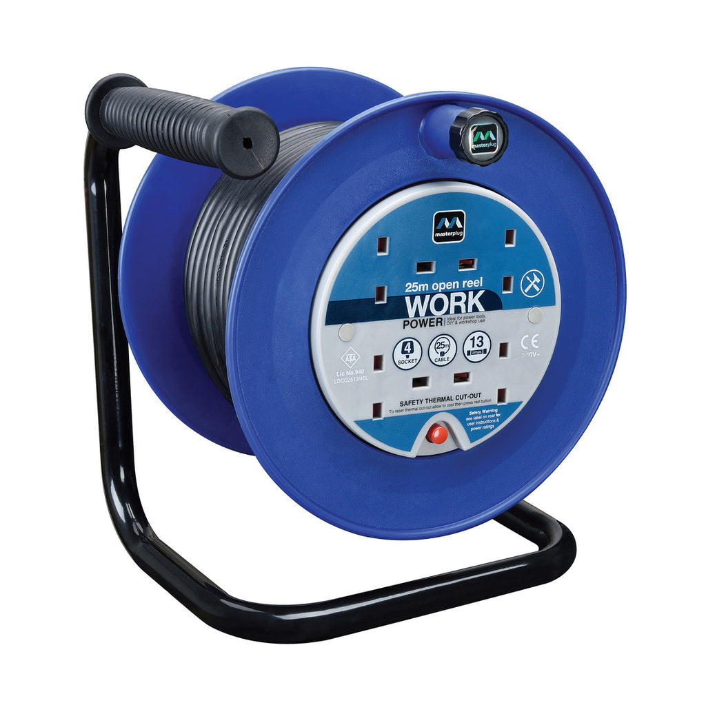 Masterplug 4 Socket 13 Amp Cable Reel - 25M