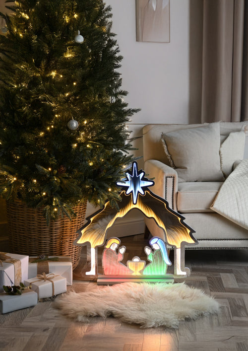 Nativity Scene Infinity Mirror Light - 65cm