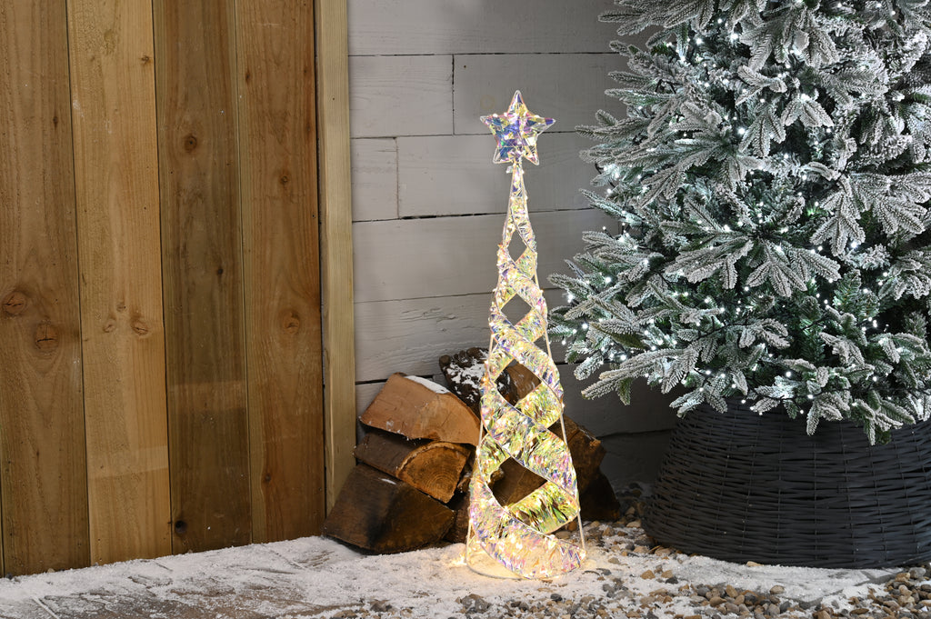 Lit Star Shimmer Spiral Tree - 80cm