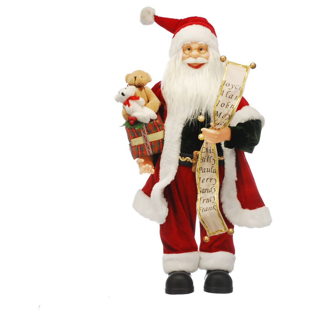 Traditional Red and Gold Standing Santa - 90cm