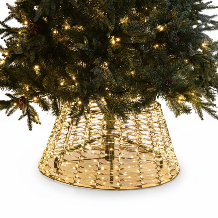 Warm White LED Lit Gold Tree Skirt - 71cm x 50cm