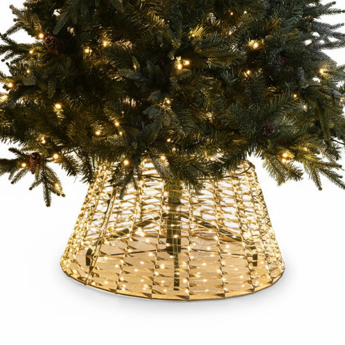 Warm White LED Lit Gold Tree Skirt - 71cm x 50cm