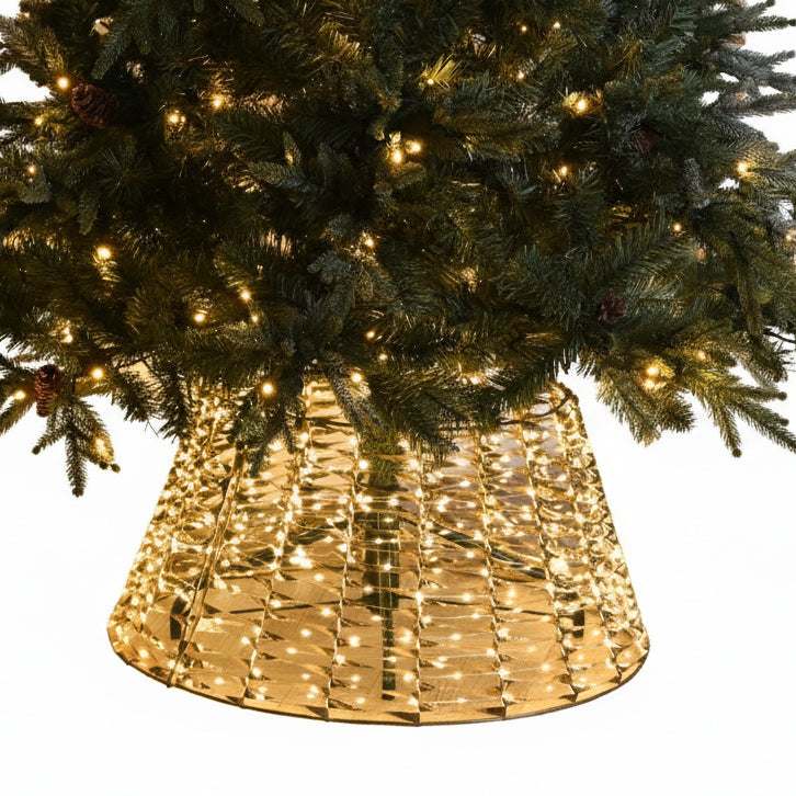 Warm White LED Lit Brown Tree Skirt - 70cm x 50cm