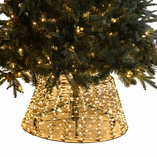 Warm White LED Lit Brown Tree Skirt - 70cm x 50cm