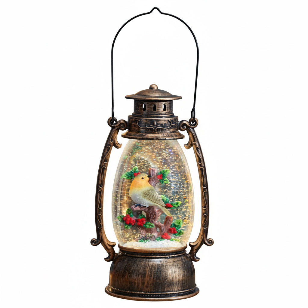 Snow Swirl Festive Robin Lantern