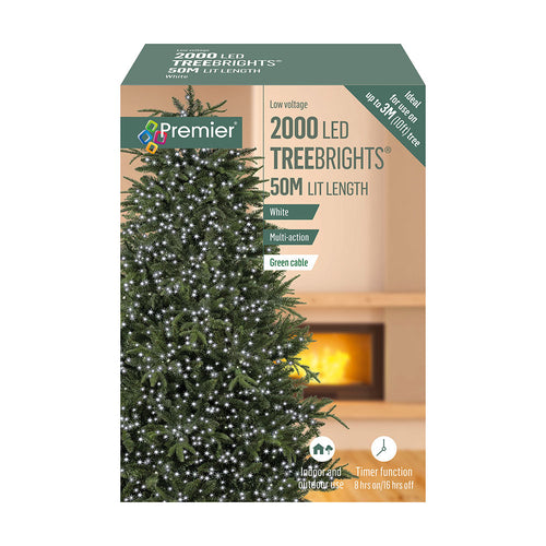 2000 LED Multi-Action Treebrights with Timer - White