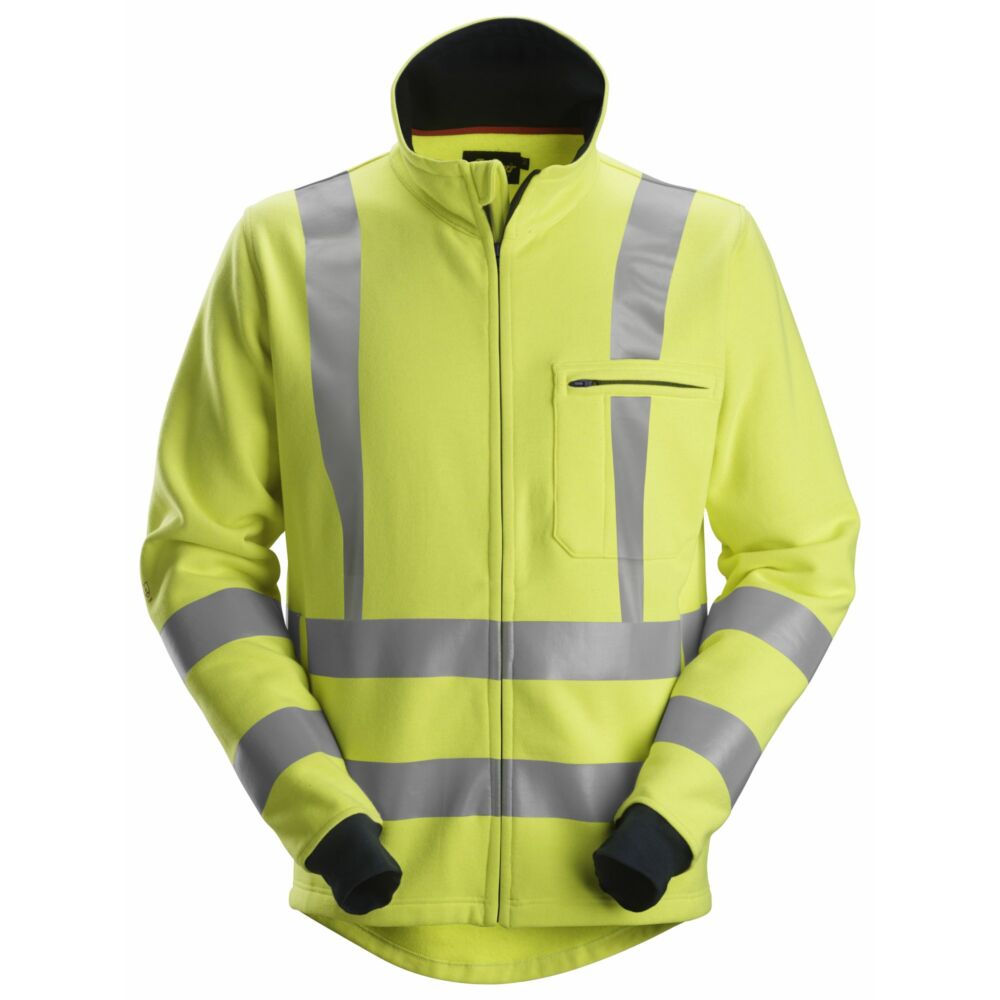 Snickers - ProtecWork, Full Zip Sweatshirt, High-Vis Class 3 - High Visibility Yellow - Navy