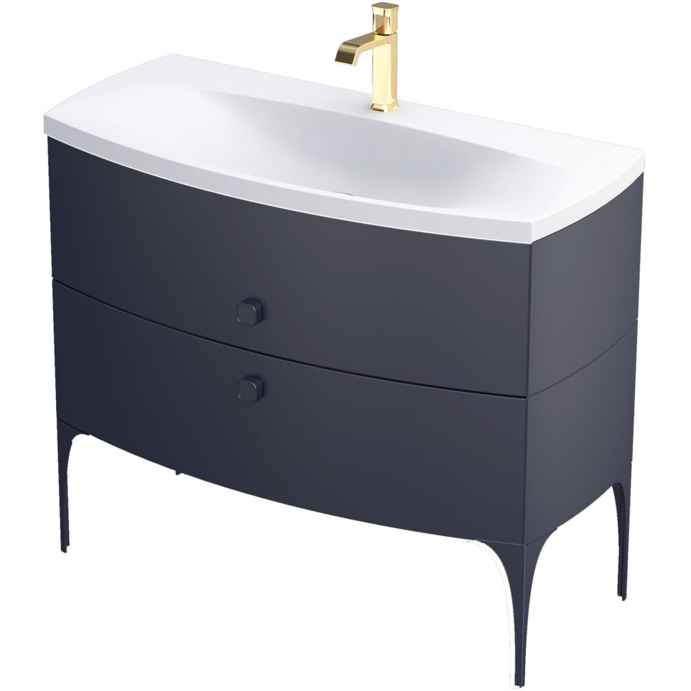 Regency 102cm 2 Drawer Vanity Unit - Matt Blue