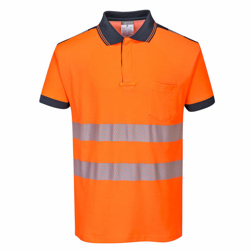 Portwest  - PW3 Hi-Vis Polo Shirt S/S - Orange/Navy