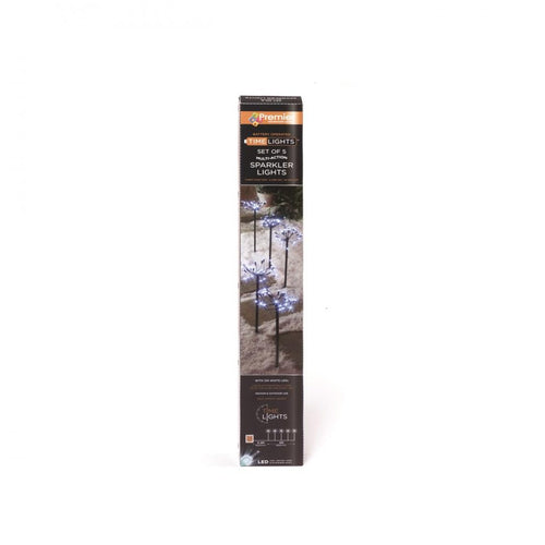 Premier Decorations - Battery Operated Set of 5 Sparkler Lights - White